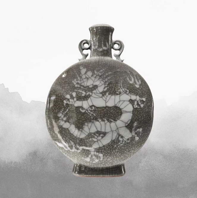 龙泉青瓷·龙纹扁瓶